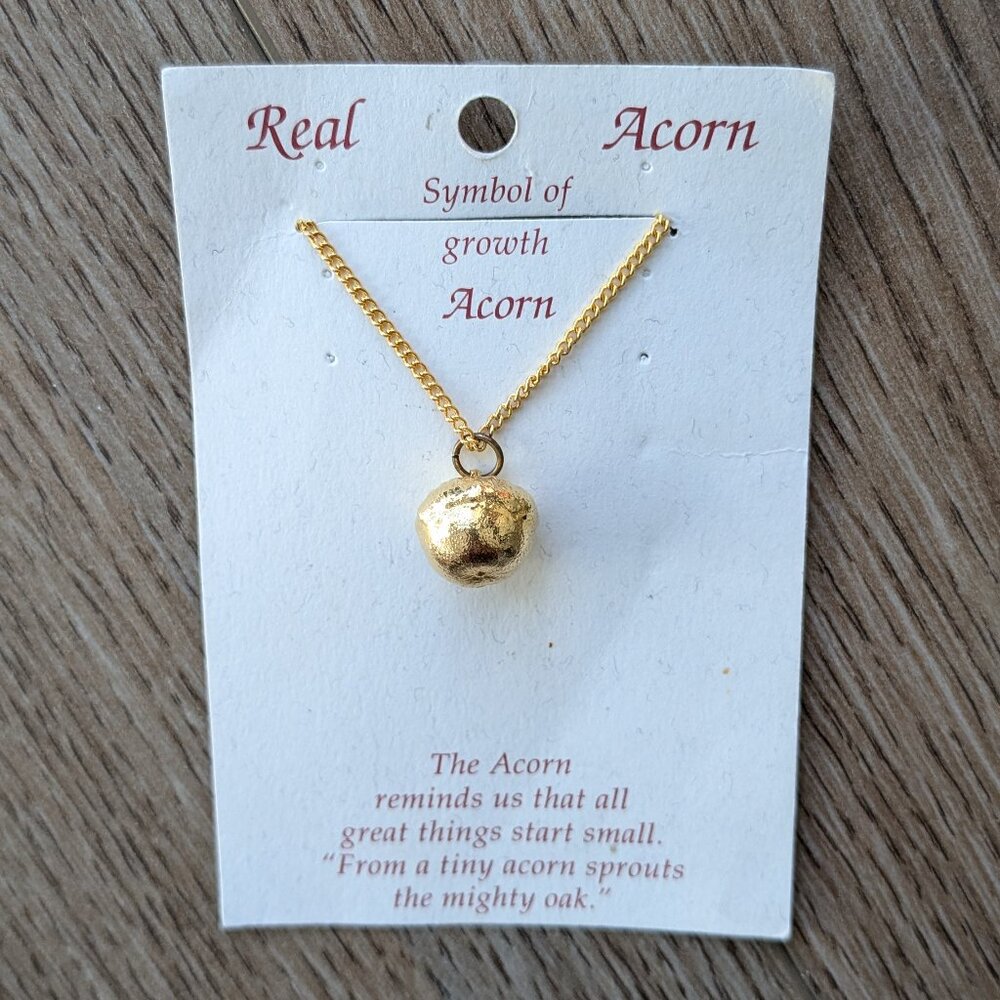 Real Acorn 18k gold plated hand crafted vintage necklace by Enchanted Gold
